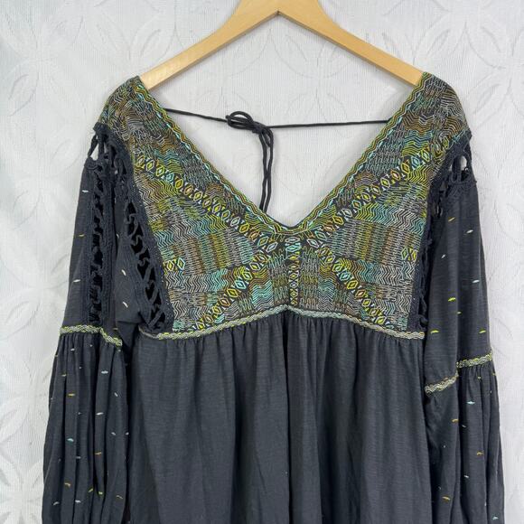 Free People Much Love Tunic Top Mini Oversized Open Back Dress Size S - Picture 5 of 11